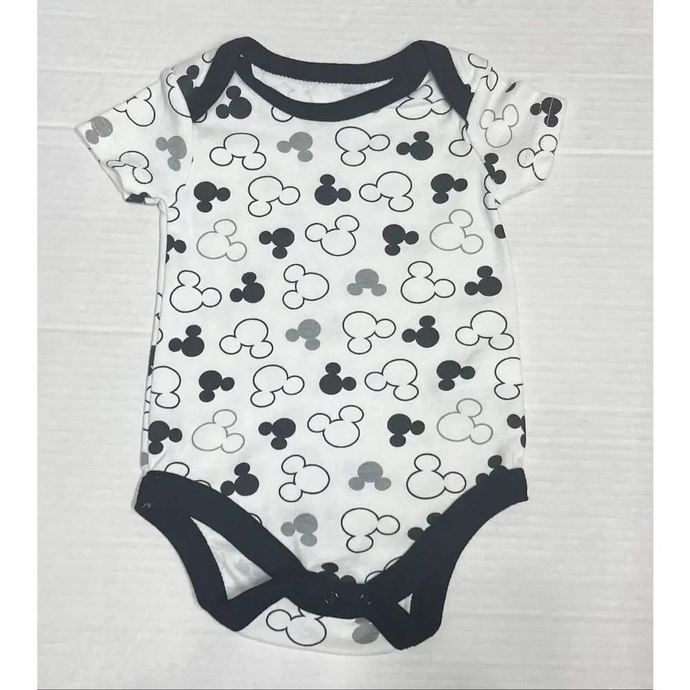 Disney Baby Black And White Mickey Heads Bodysuit Boys Size 3/6 Months